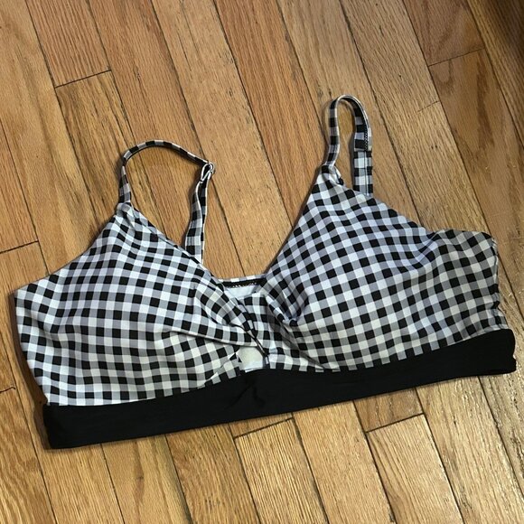 NEW Vlaurbe Bikini‎ Top Black White Gingham Checked Size XXL Great Support - Picture 1 of 2